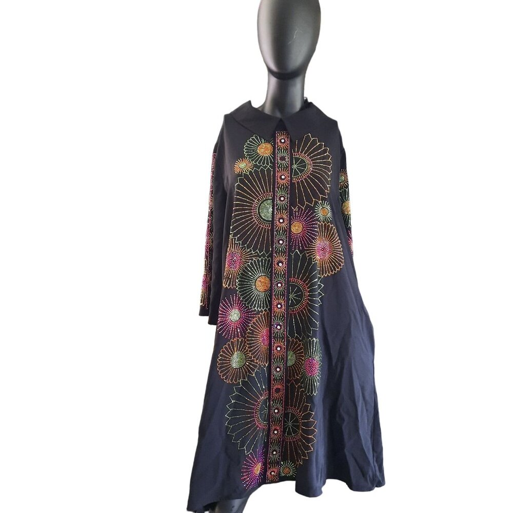 NEXX New York Life Size 48 Women's Black Rhinestone Dress Half Sleeve - Picture 16 of 16